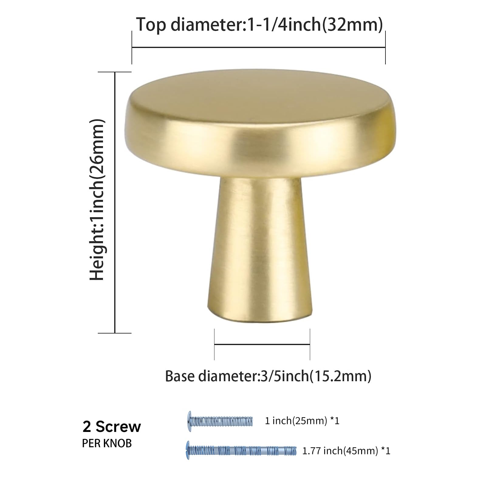 Goldenwarm 32mm knob on cabinet door, smooth daily use.