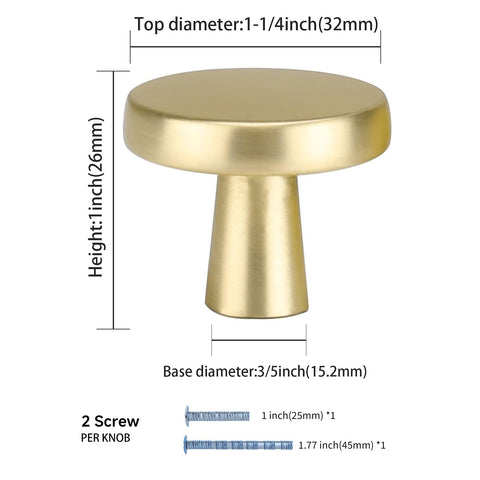 Goldenwarm 32mm knob on cabinet door, smooth daily use.