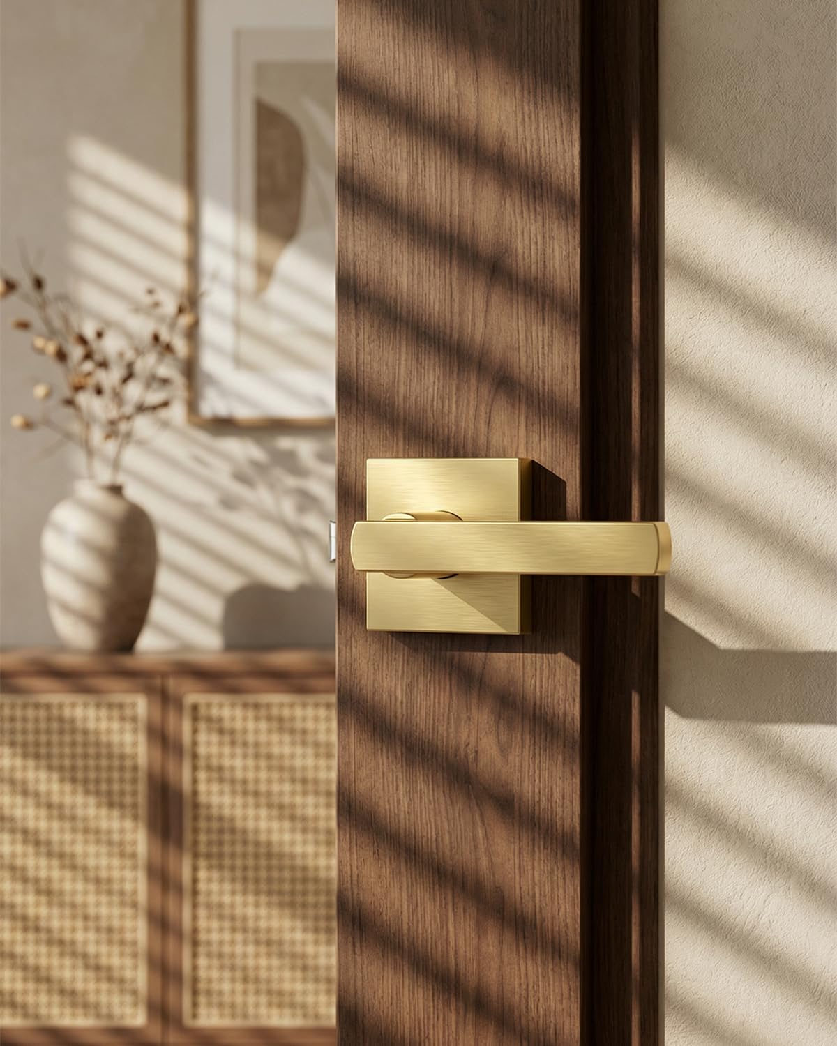 Goldenwarm interior door handle with square privacy lever enhances modern decor