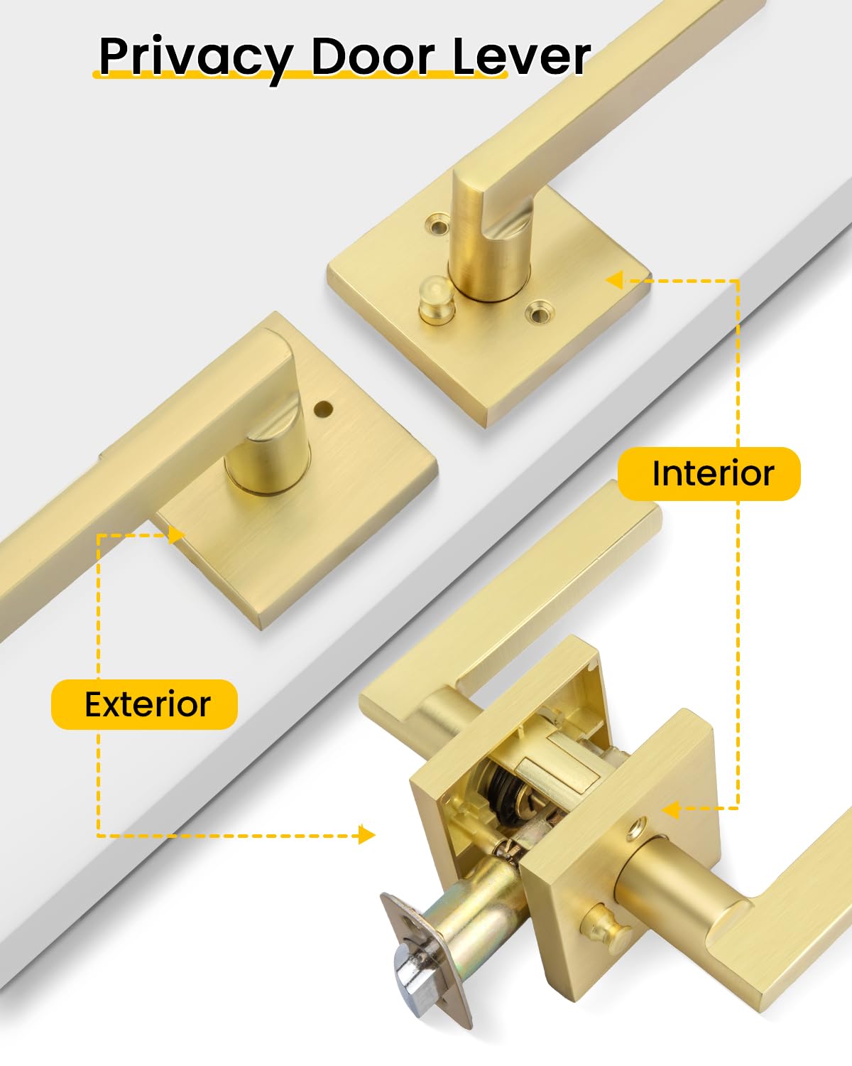 Goldenwarm heavy-duty door handle in brushed gold, durable for daily use