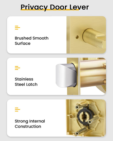 Goldenwarm six-pack brushed gold door handles for home upgrades