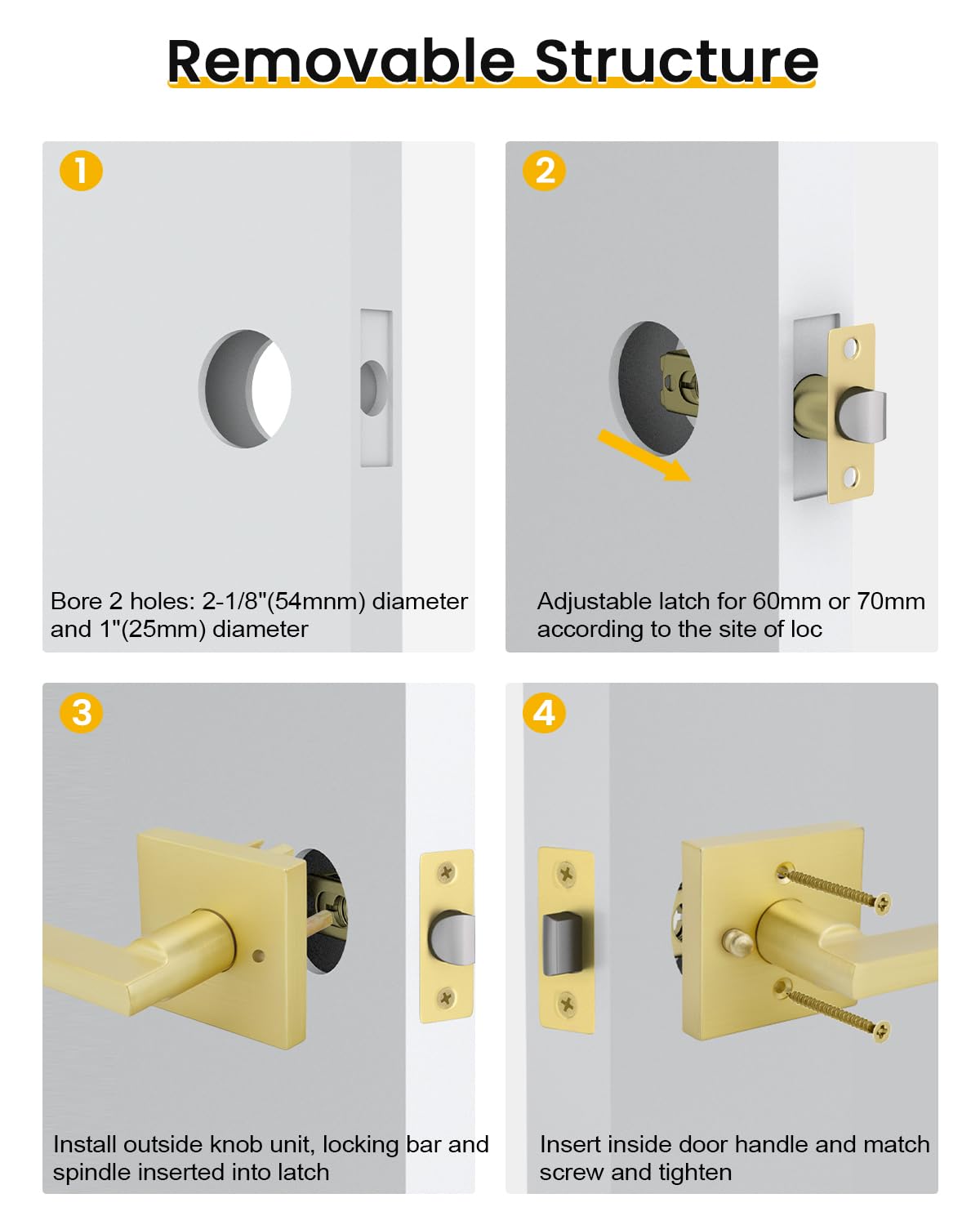 Goldenwarm privacy lever with keyless push button lock for quick privacy