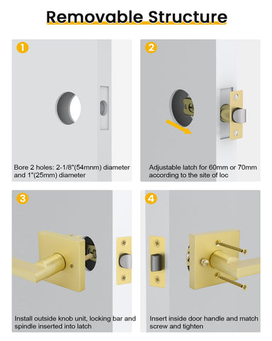 Goldenwarm privacy lever with keyless push button lock for quick privacy