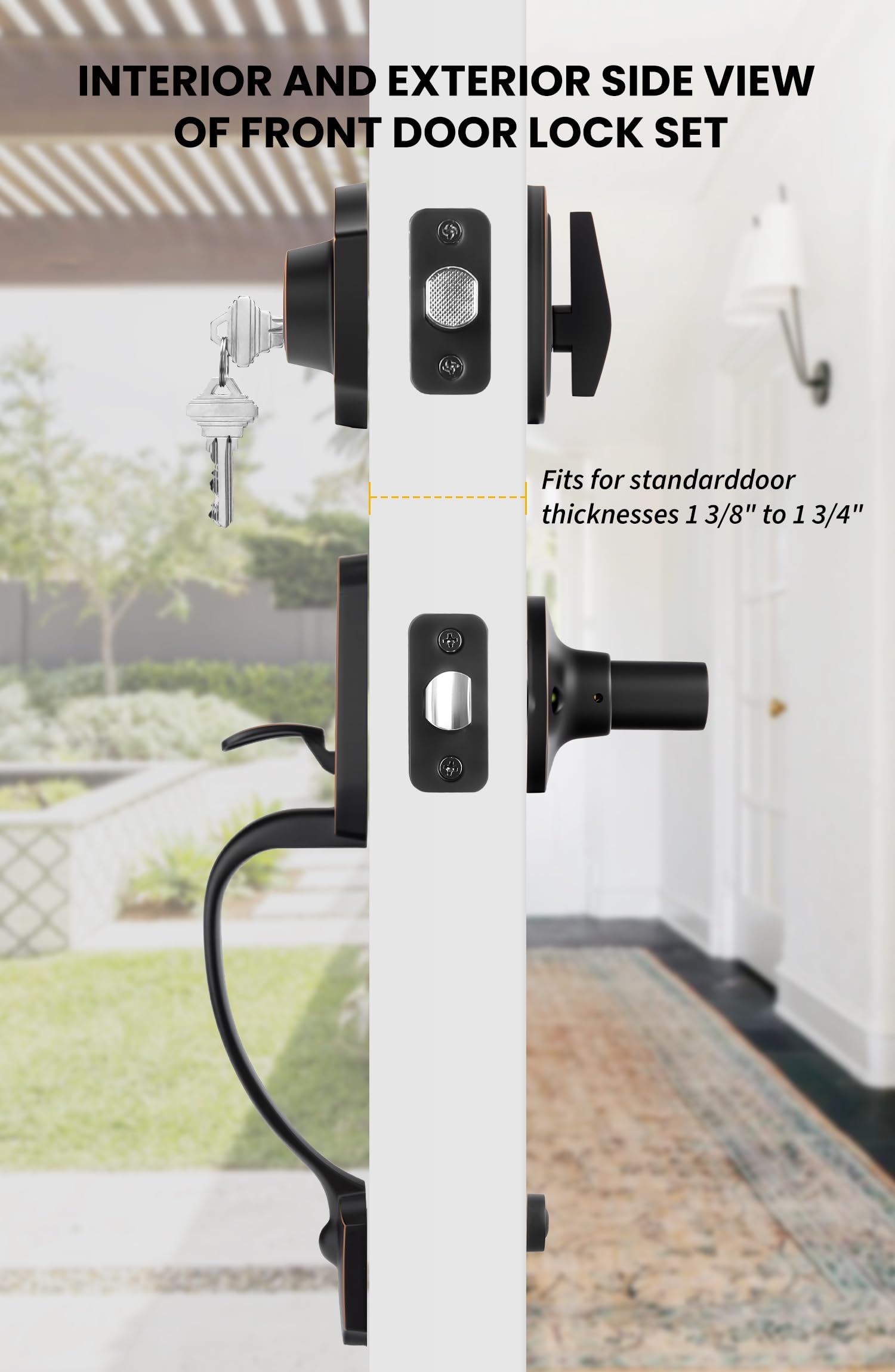 Goldenwarm exterior hardware in bronze finish blends classic style with durability