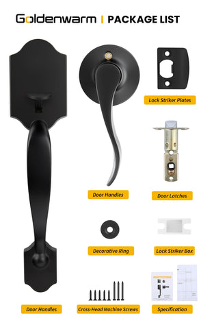 Goldenwarm Front Door Handle backset options diagram for common sizes