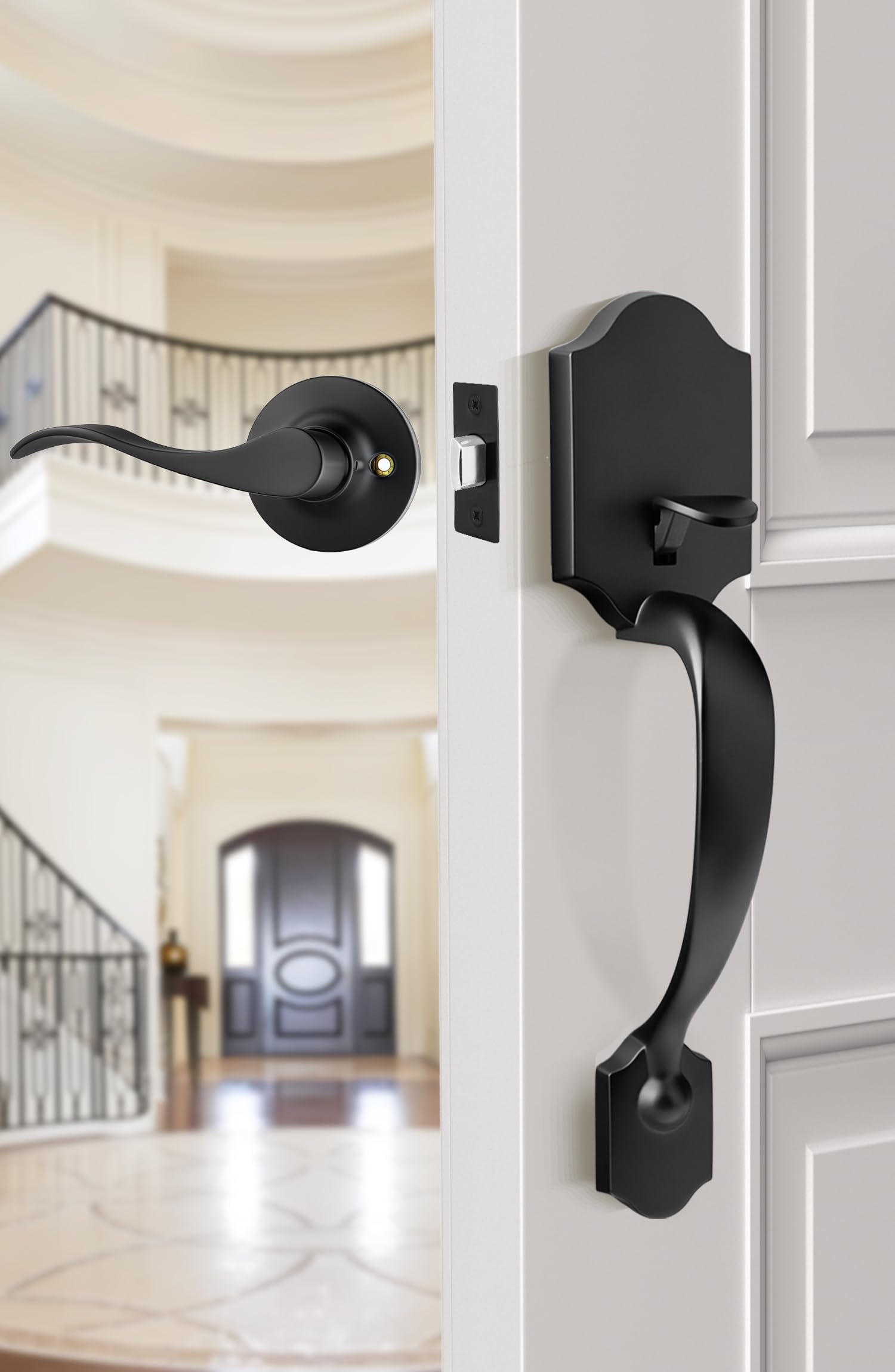 Goldenwarm Reversible lever image showing bidirectional use for doors