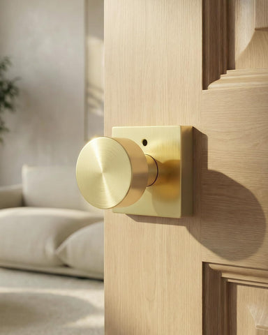Goldenwarm brushed gold privacy knob for bathrooms, adds secure privacy.
