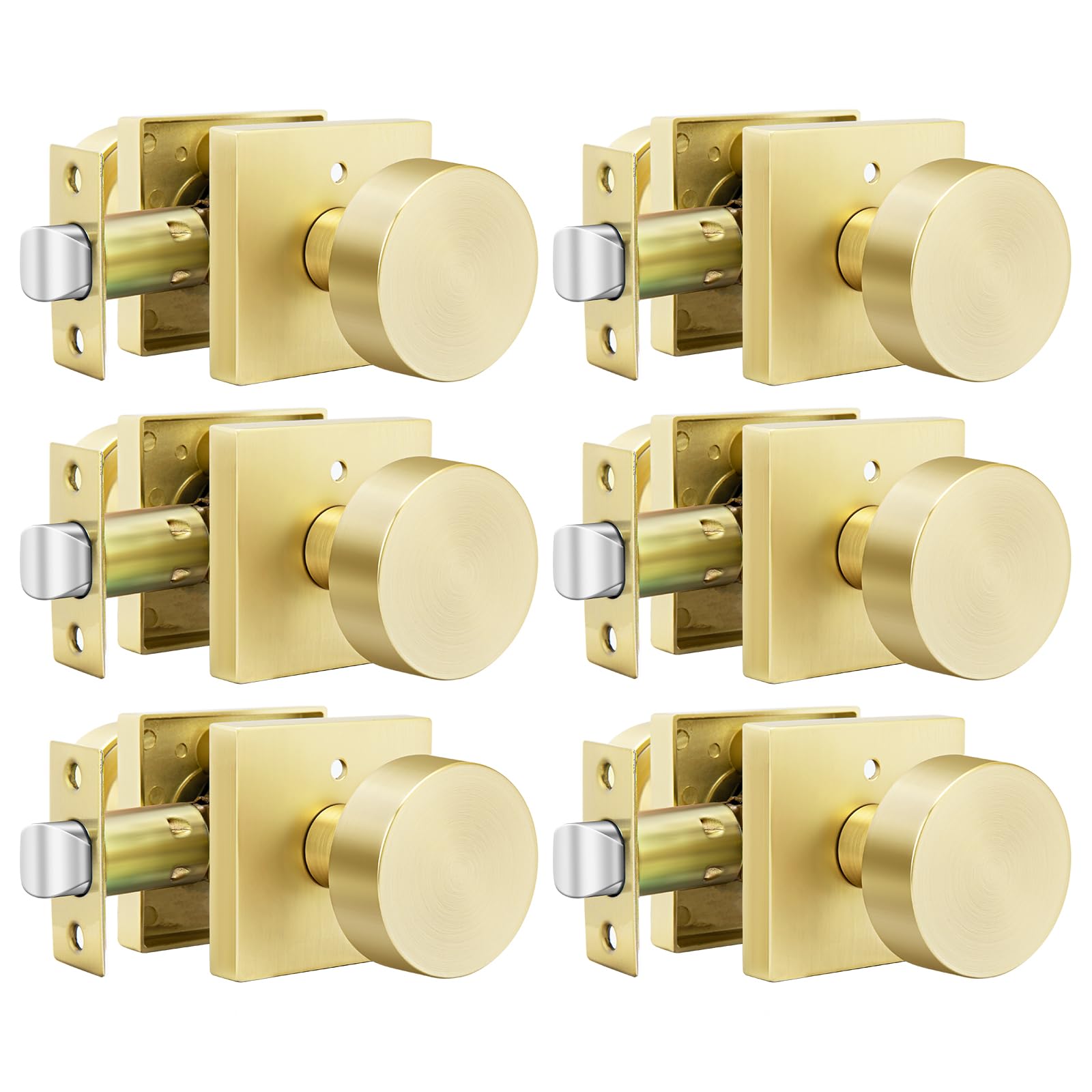 Goldenwarm gold privacy knob with square ball for bedrooms, easy privacy control.