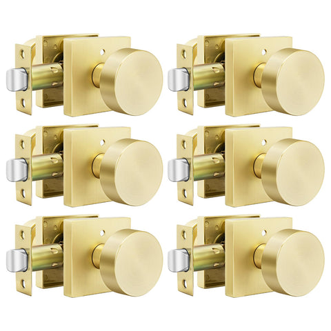 Goldenwarm gold privacy knob with square ball for bedrooms, easy privacy control.