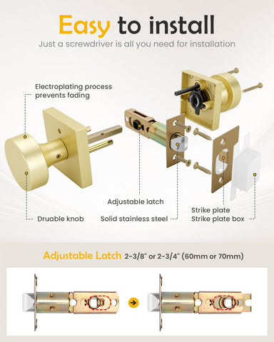 Goldenwarm privacy door knob set for multiple doors, bulk convenience.