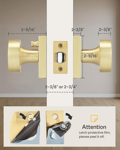 Goldenwarm brushed gold privacy knob for living rooms, elevates style.