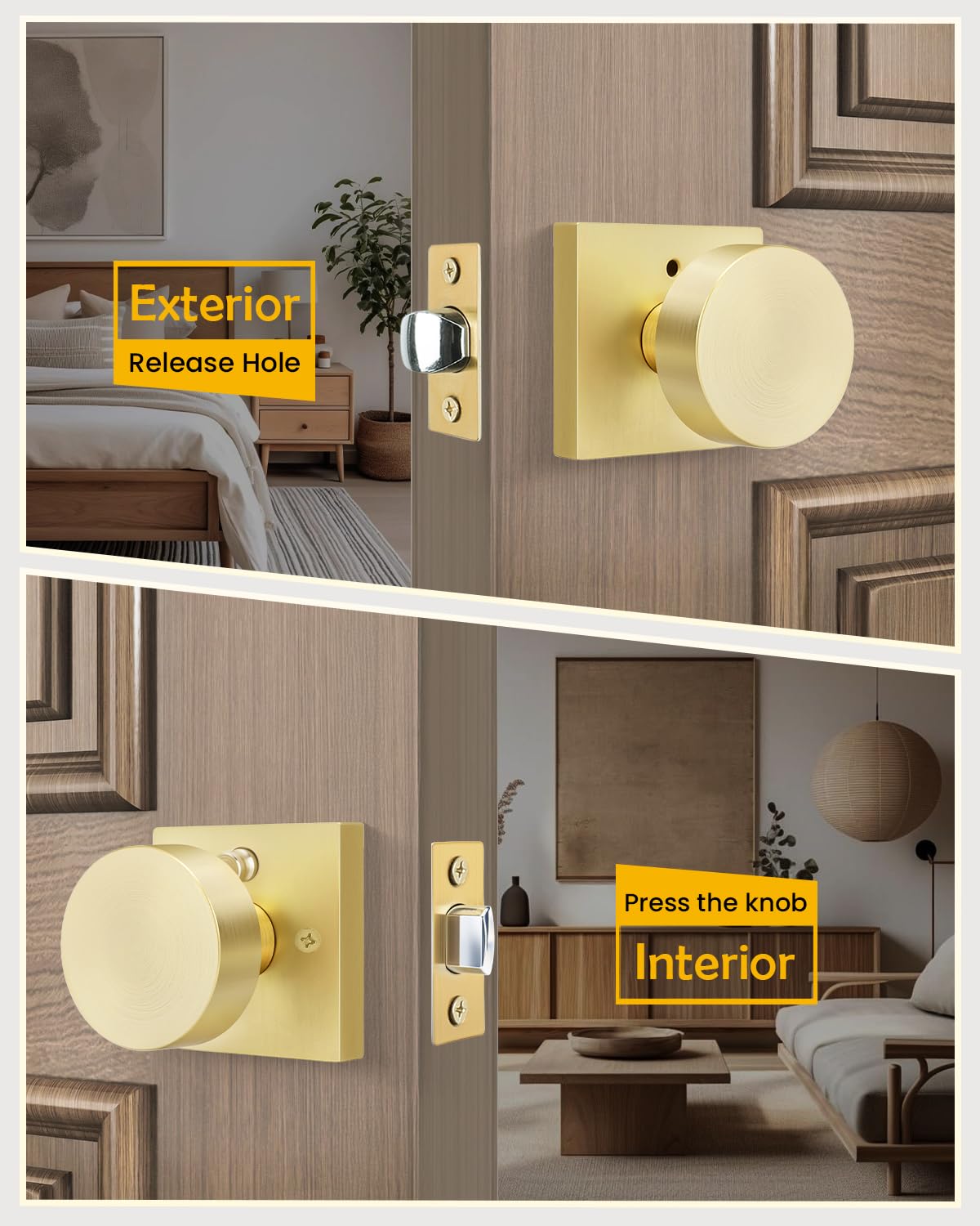 Goldenwarm square ball privacy knob for offices, blends with modern decor.