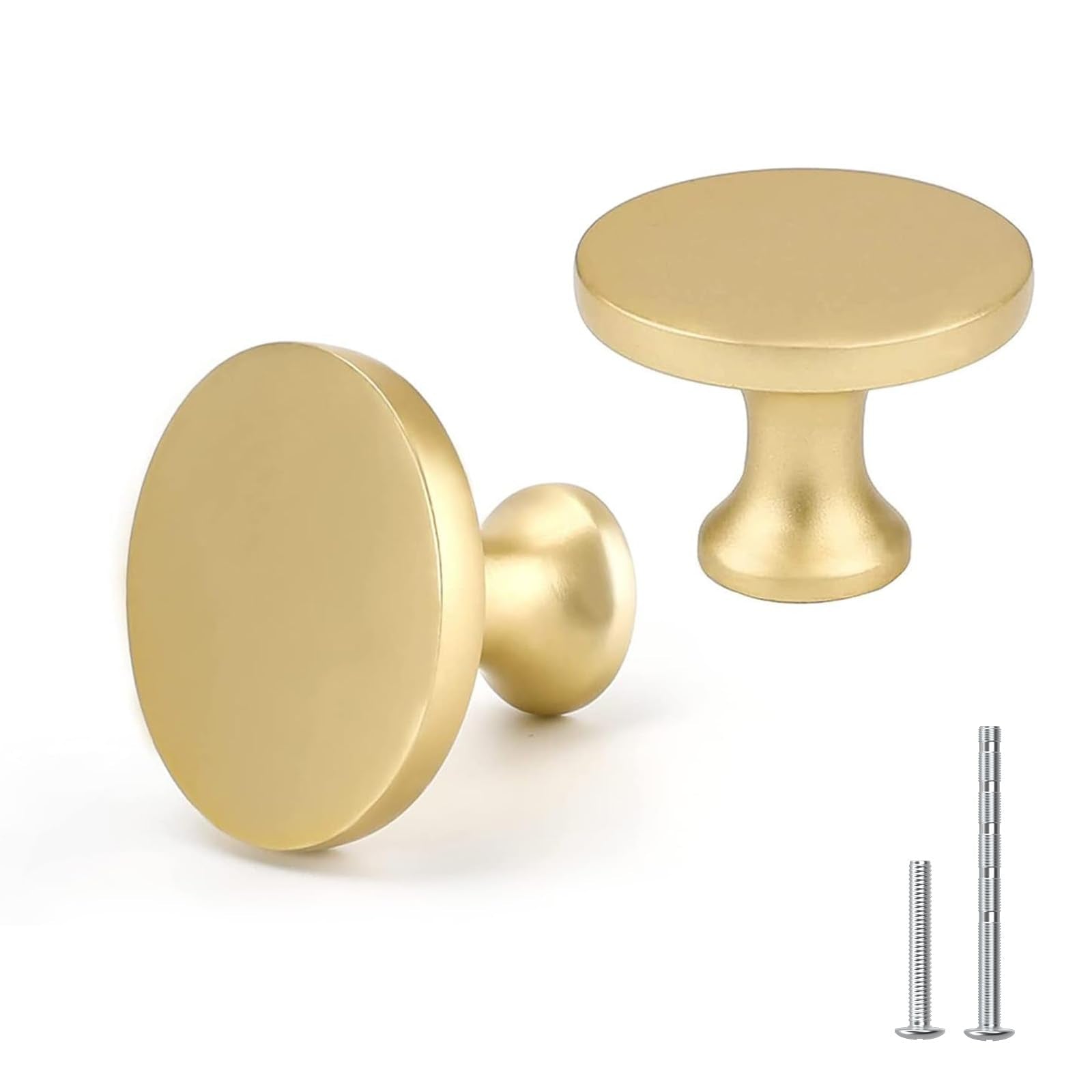 Goldenwarm round gold brass knob for dresser with smooth edge, ideal for upgrades
