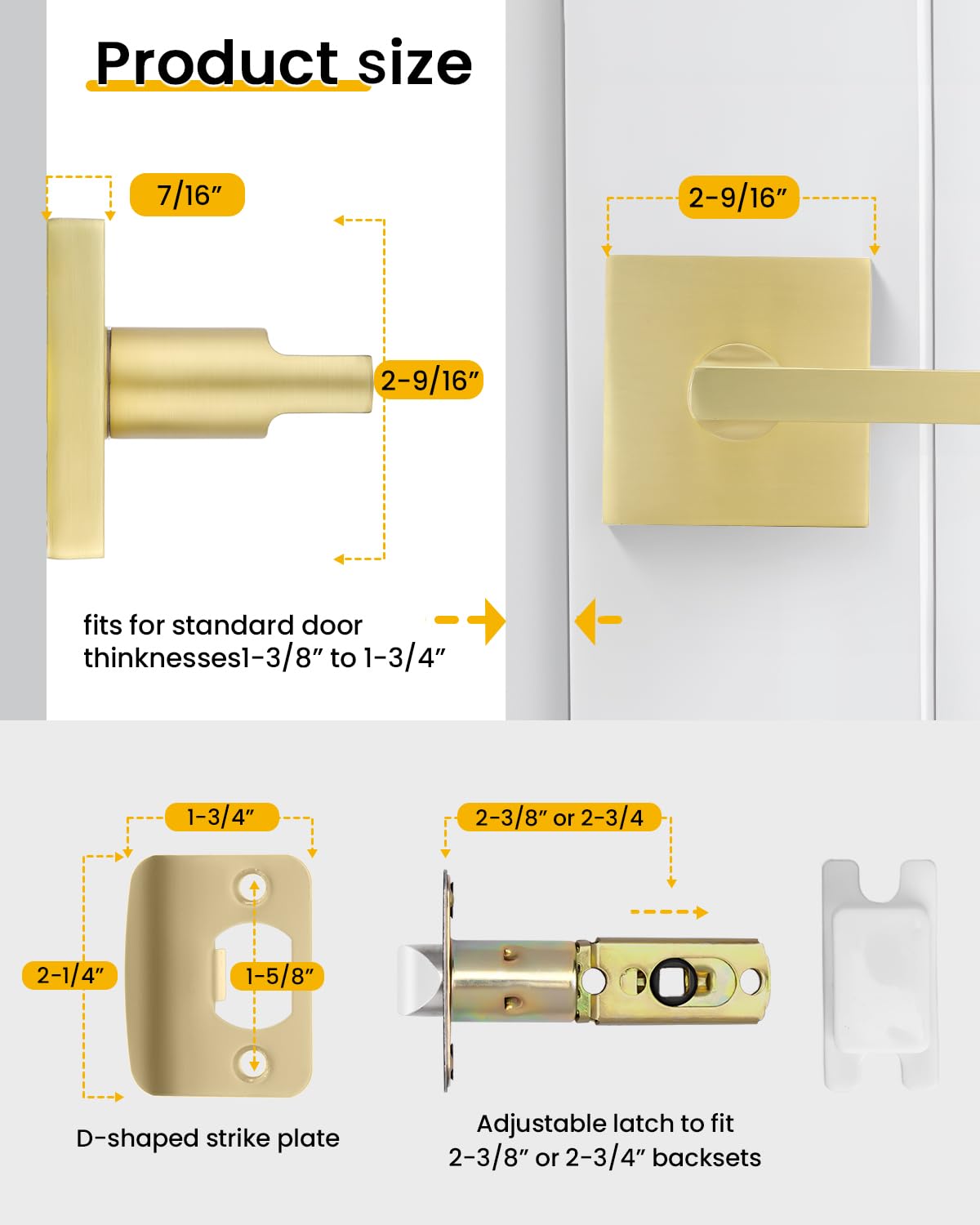 Goldenwarm heavy-duty door handle assembly for long-lasting interior doors.