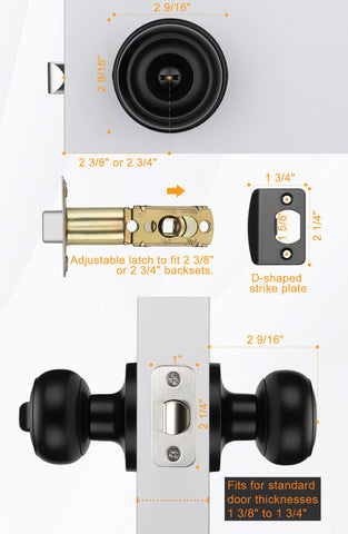 Goldenwarm interior door knob set includes latches and strike plates for replacement.
