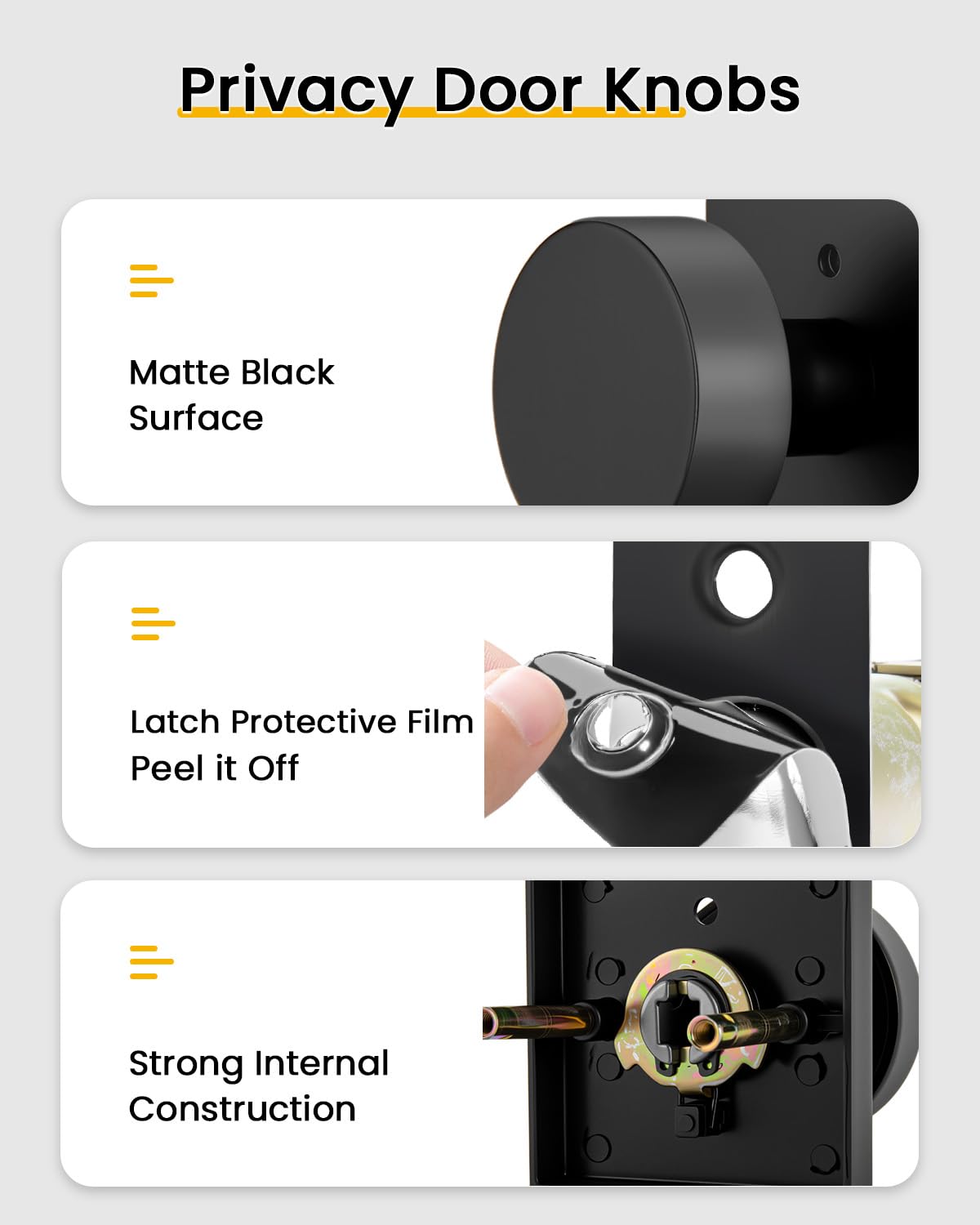 Goldenwarm interior privacy knob installed in a bathroom