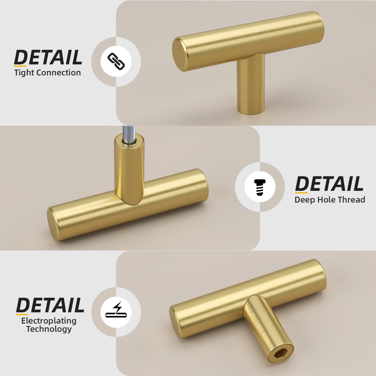 Goldenwarm LS201GD close-up reveals brushed brass texture and smooth edge.