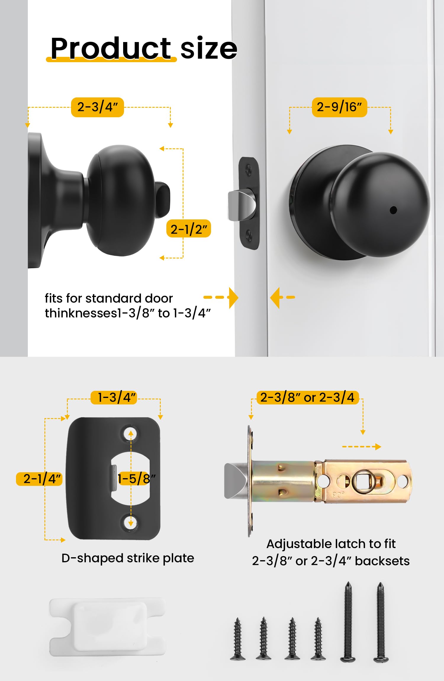 Goldenwarm privacy knob set with hardware for quick DIY installation