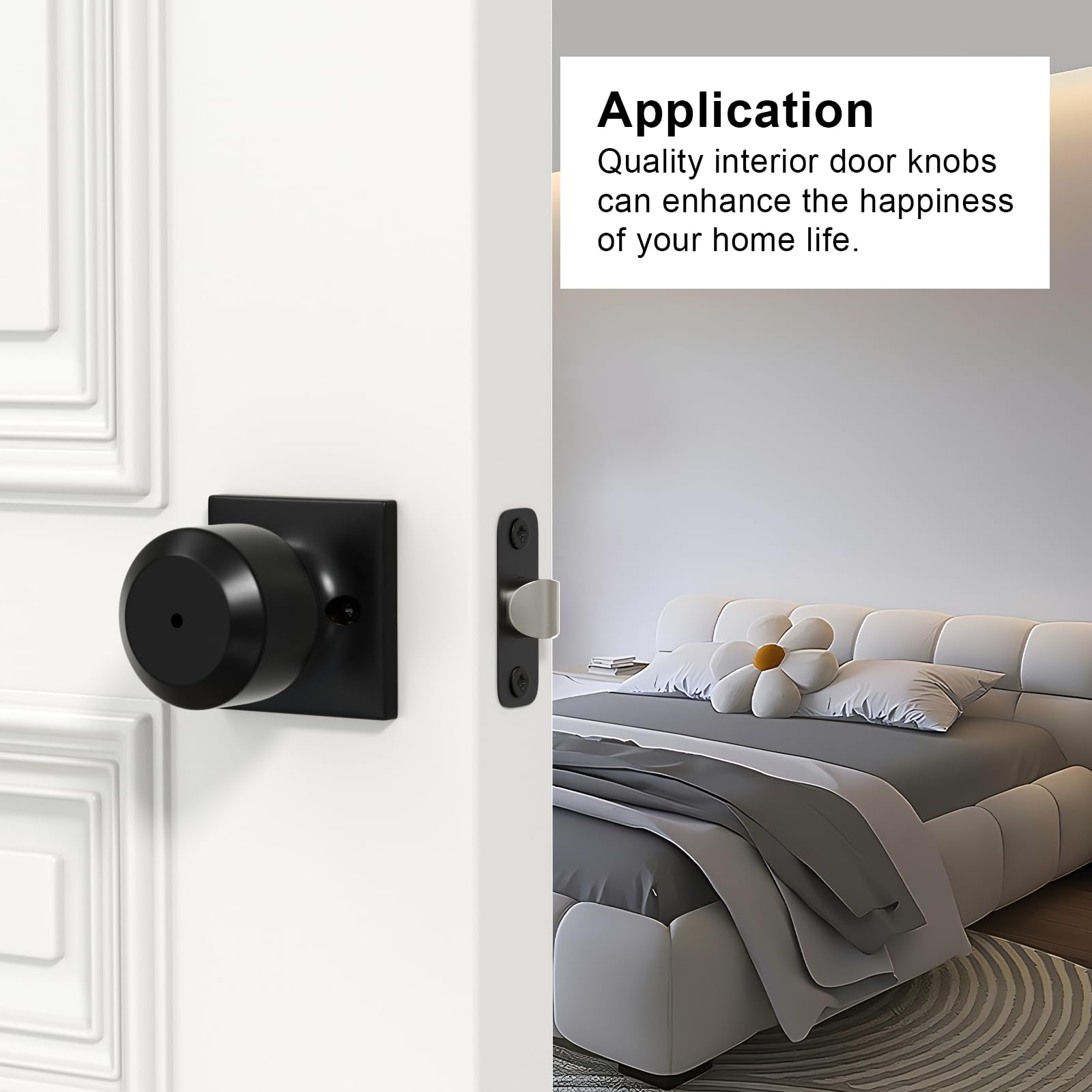 Goldenwarm privacy knob close-up with inside turn button for easy locking.