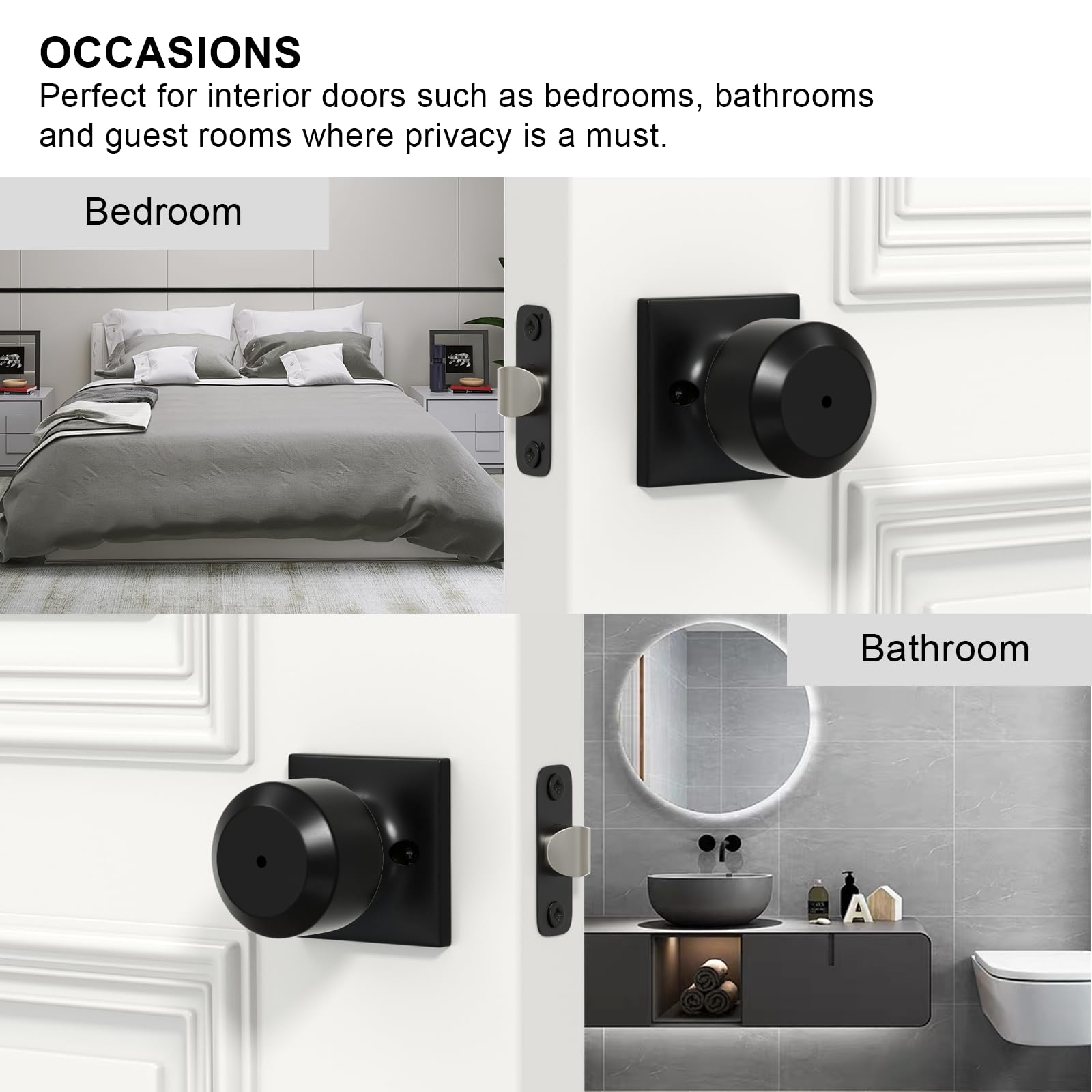 Goldenwarm matte black knob mounted on left or right opening doors.
