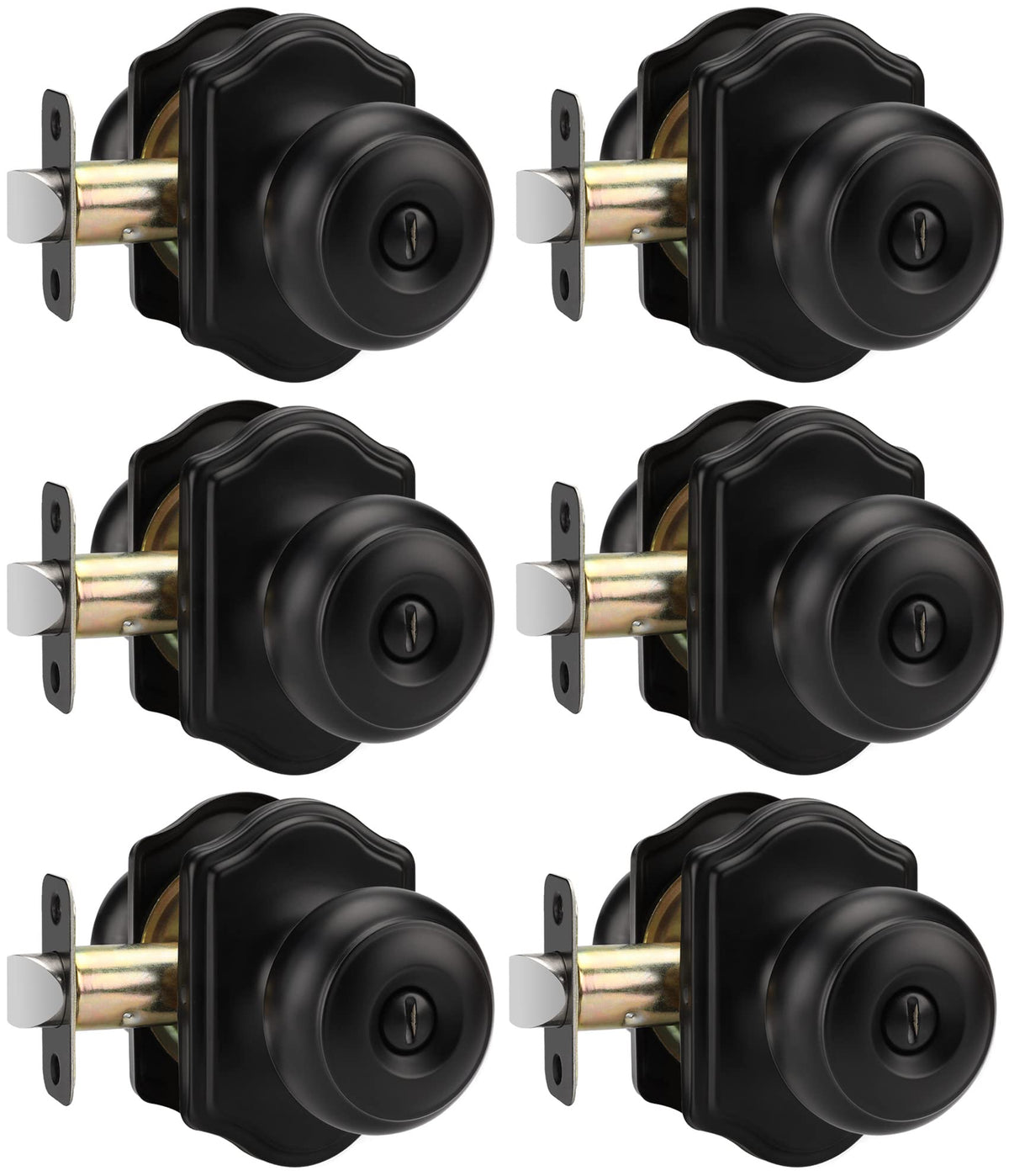 Goldenwarm matte black door knobs 6-pack for sleek privacy in bedrooms.