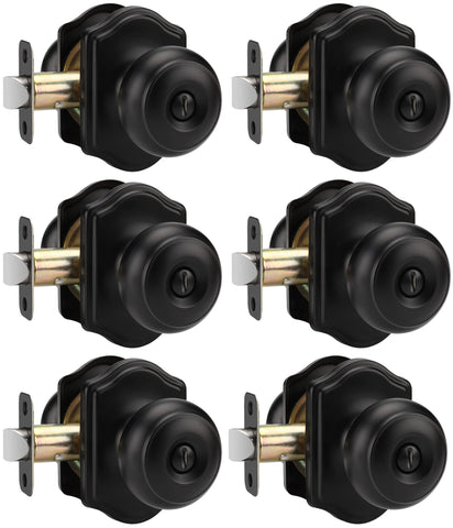 Goldenwarm matte black door knobs 6-pack for sleek privacy in bedrooms.
