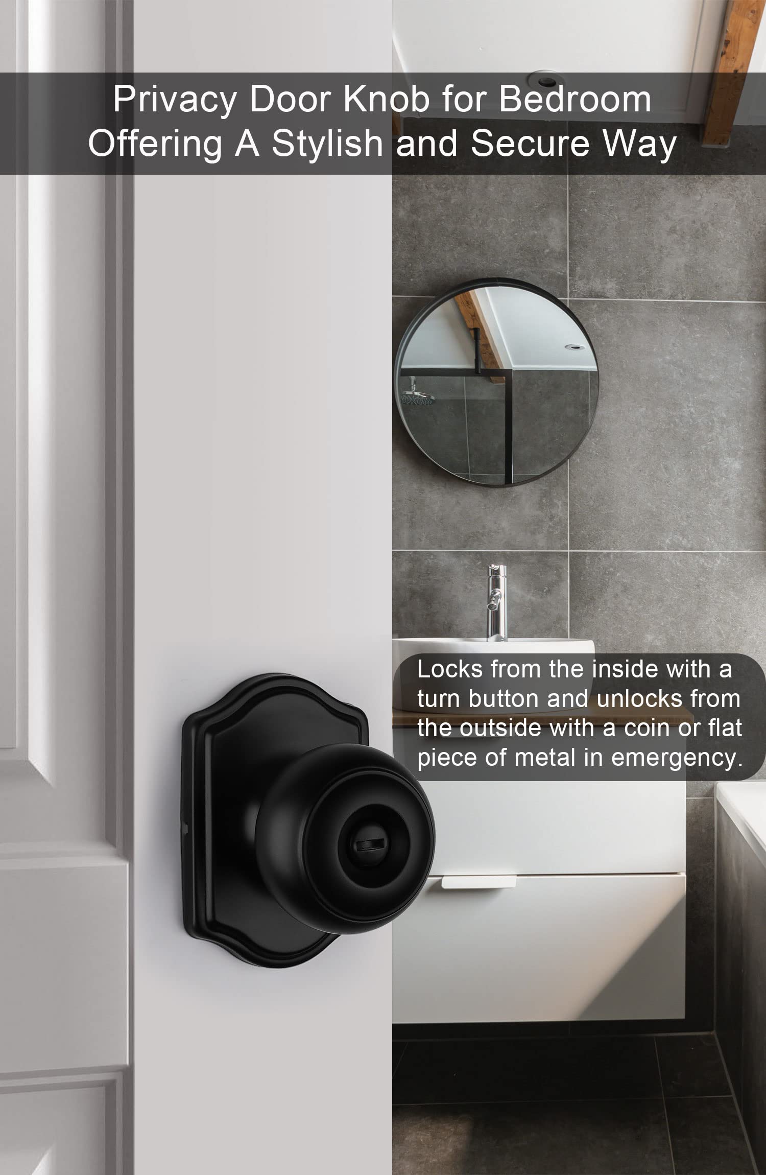 Goldenwarm matte black door knobs close-up showing durable stainless steel build.