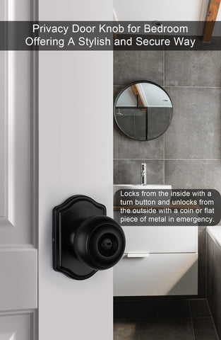 Goldenwarm matte black door knobs close-up showing durable stainless steel build.