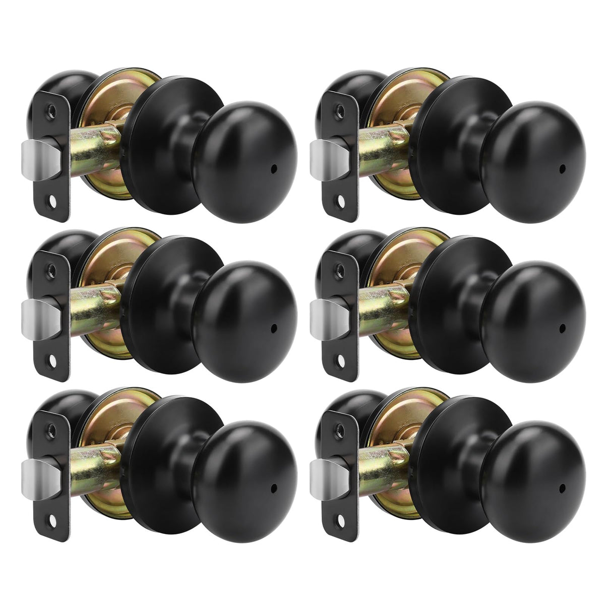 Goldenwarm matte black interior door knob shown on a door for bedroom privacy