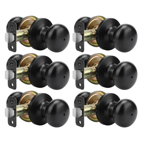 Goldenwarm matte black interior door knob shown on a door for bedroom privacy