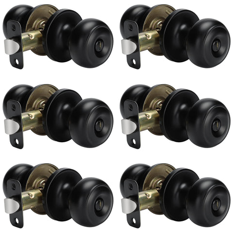 Goldenwarm matte black keyless privacy door knob pack for interior doors, easy to install.
