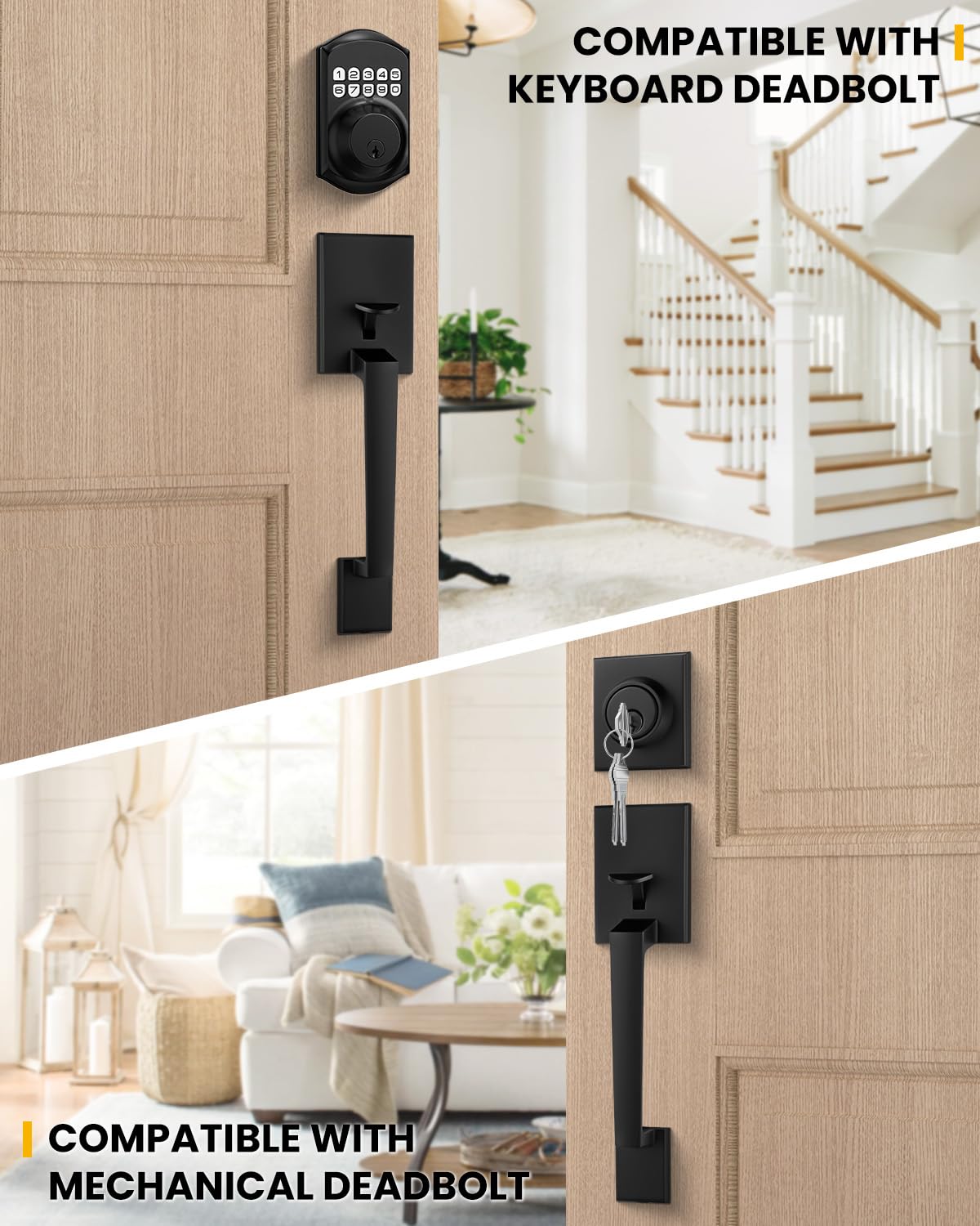 Goldenwarm matte black reversible lever for versatile door operation