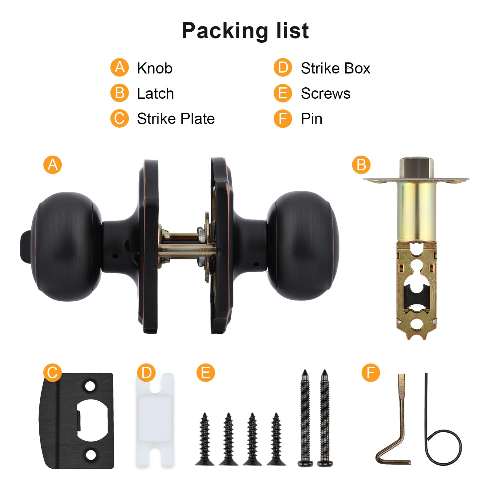 Goldenwarm bronze door knob ambidextrous design suits left or right handed doors