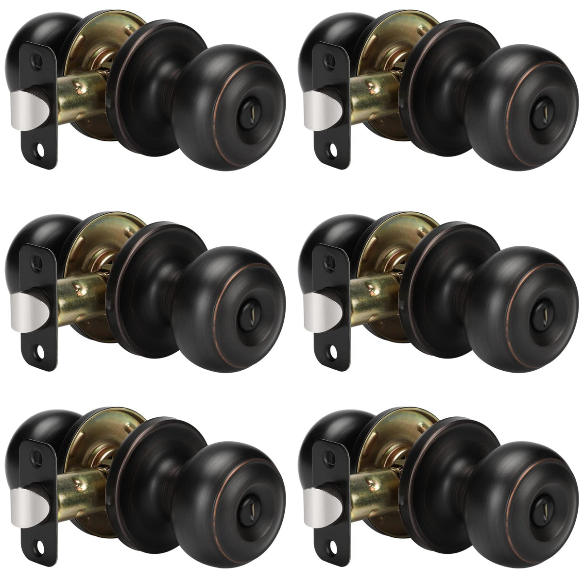 Goldenwarm oil-rubbed bronze door knob pack showing durable finish for daily privacy.
