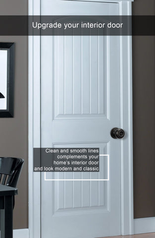 Goldenwarm oil-rubbed bronze latch and knob showing adjustable backset compatibility.