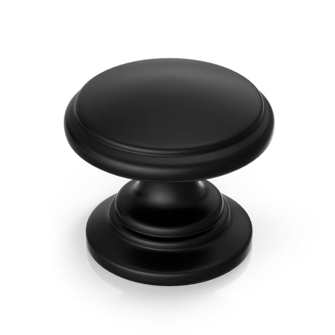 Goldenwarm round black cabinet knob with 1.25-inch diameter and smooth finish for cabinets.
