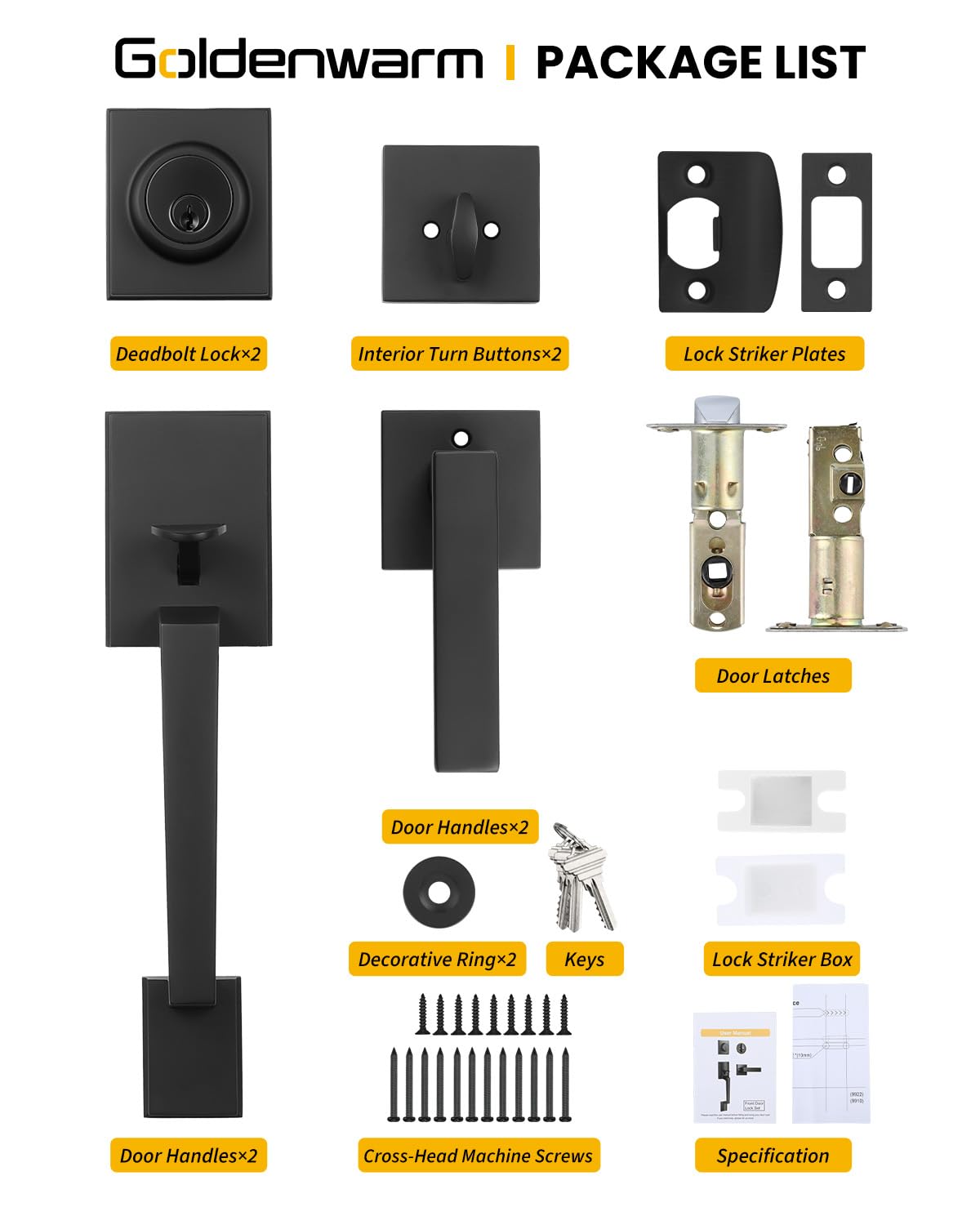 Goldenwarm zinc alloy hardware provides anti-corrosion, rust resistance, and lasting durability.