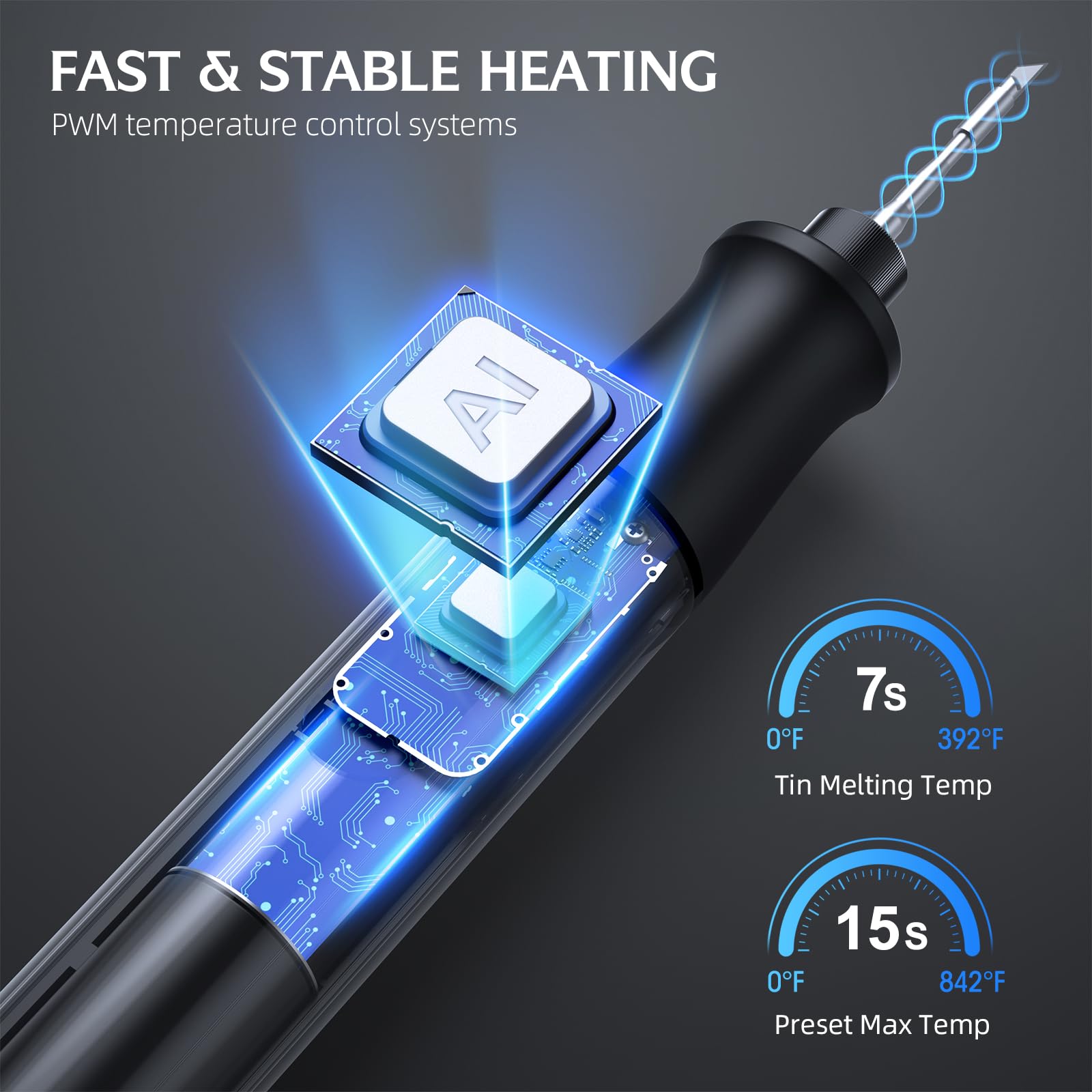 GOLDSEASTAR with LED display shows precise temperature for electronics work.