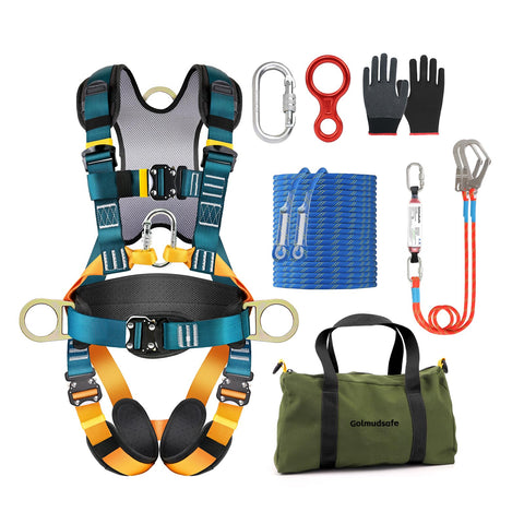 Golmudsafe fall harness front view with adjustable straps for secure comfort.