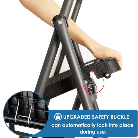 GOLYTON ladder folded for compact storage in tight spaces.