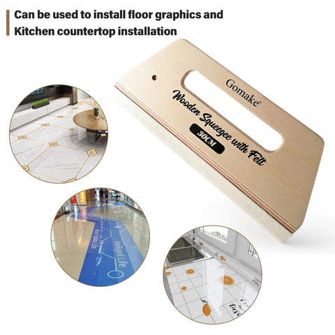 Gomake with felt edge minimizes scratches during smoothing.
