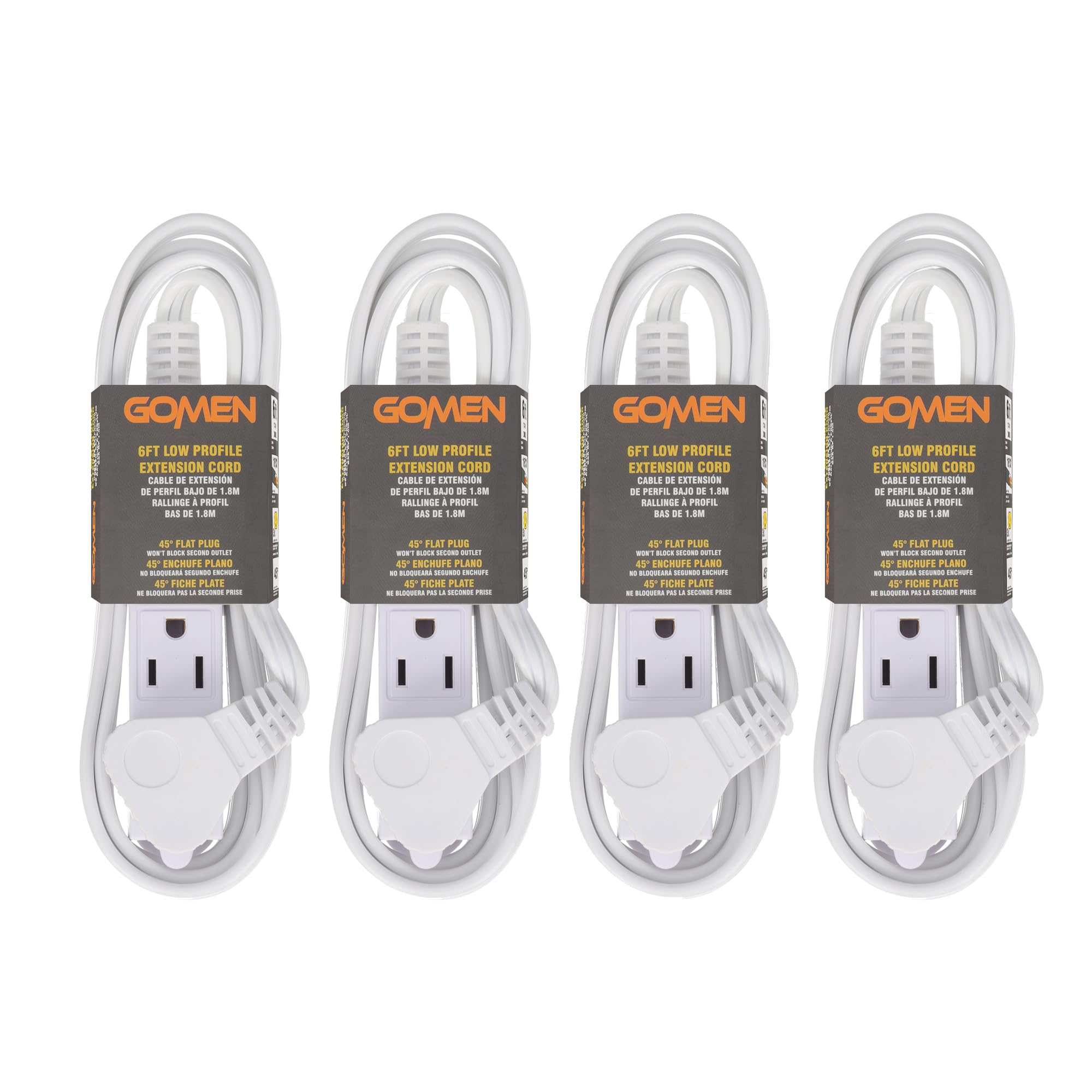 GOMEN 6 ft indoor extension cord with three outlets for versatile use