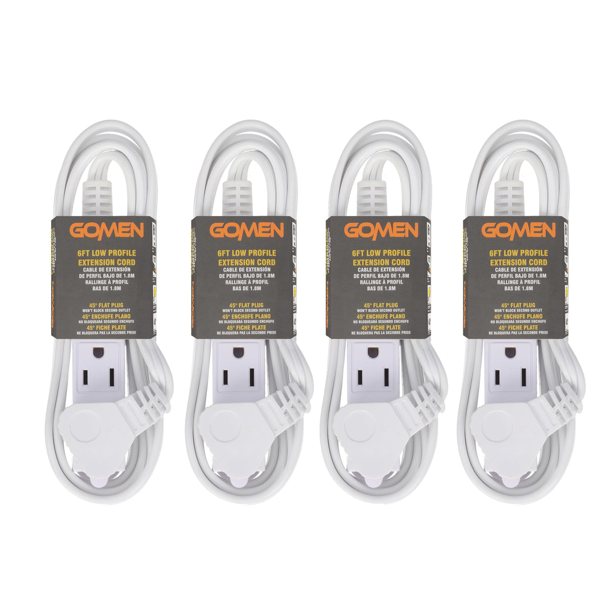 GOMEN 6 ft indoor extension cord with three outlets for versatile use