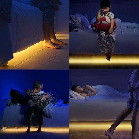 Goming bedroom ambient lighting enhances mood without glare.