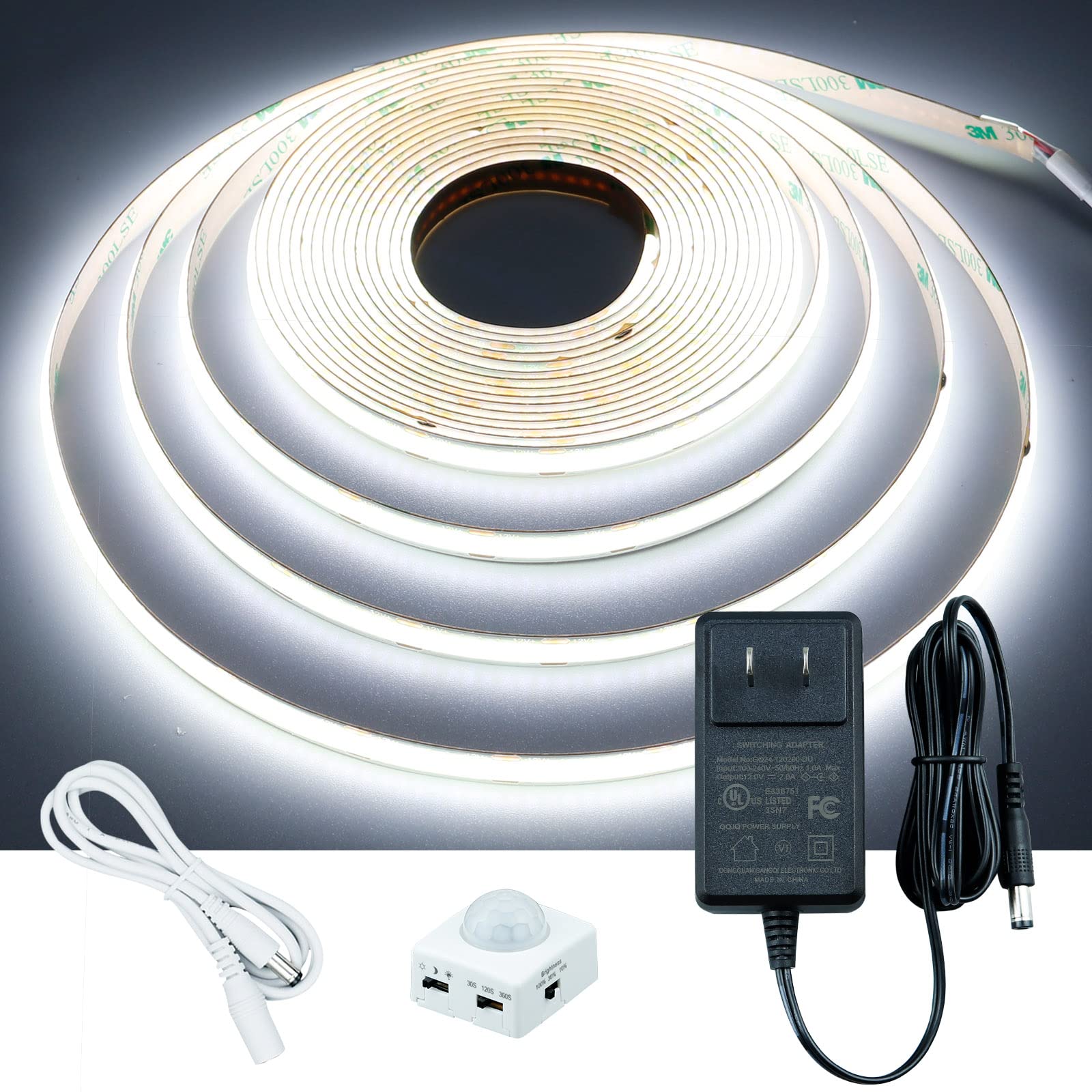 GOMING motion sensor COB LED strip installed under cabinet for even hands-free lighting