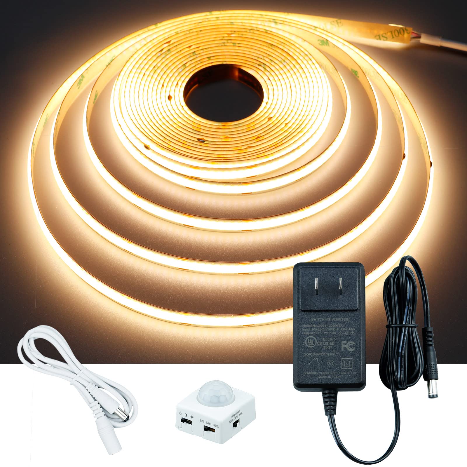 Goming motion sensor COB LED strip overview for versatile under-cabinet lighting.