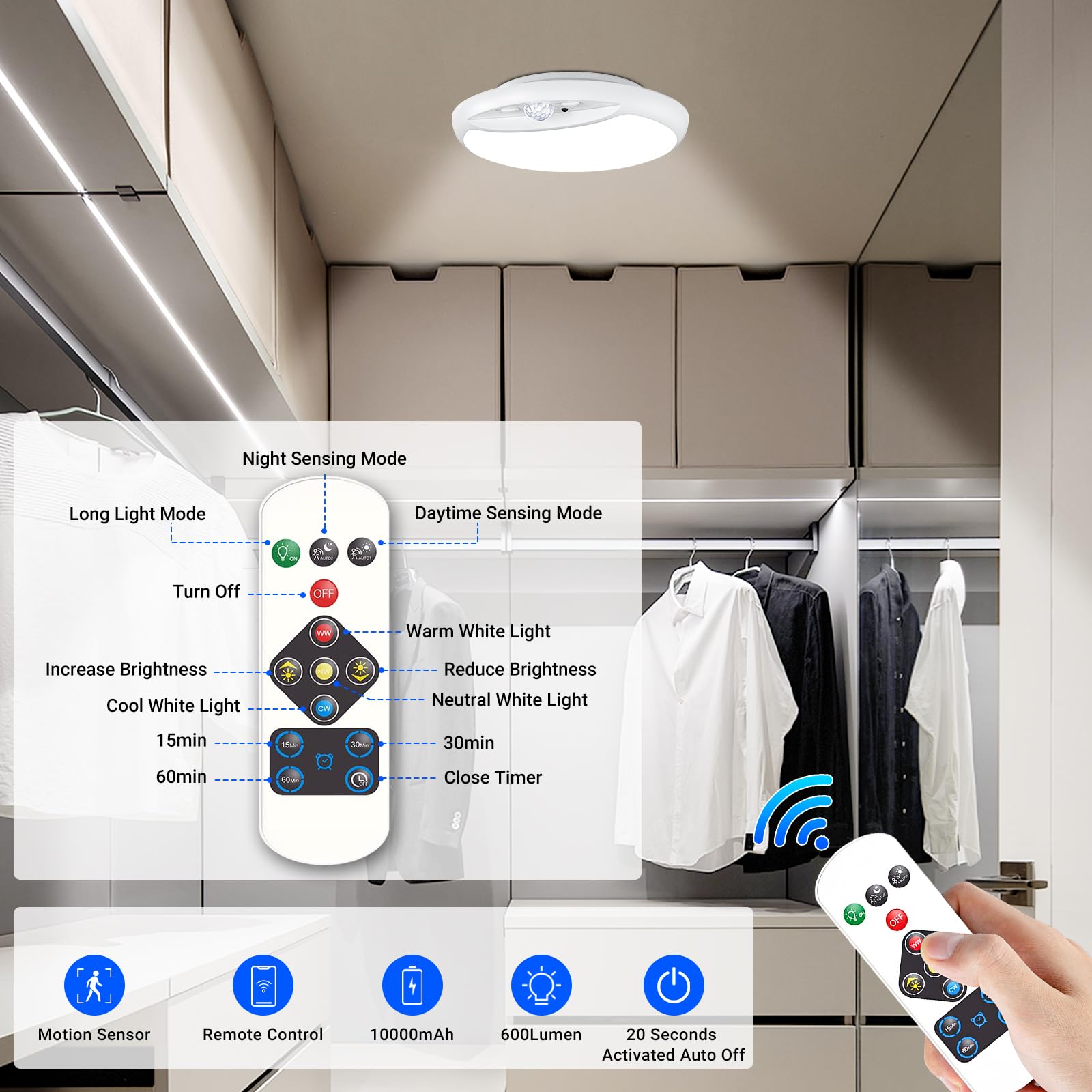 GONDSILY three-color temperature ceiling light from warm to cool