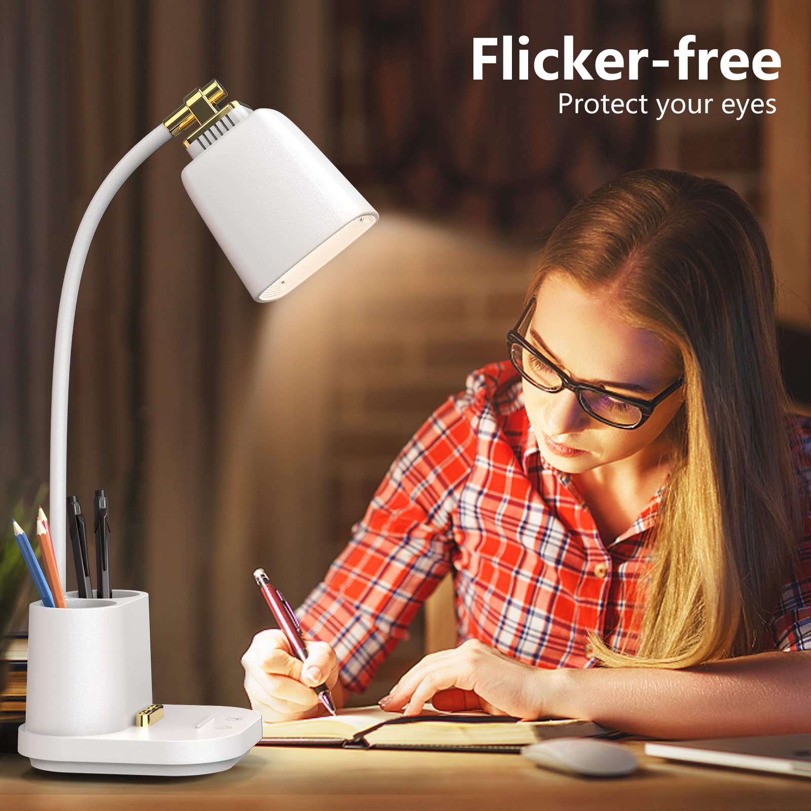 GONDSILY LED lamp with 360-degree gooseneck and dimming.