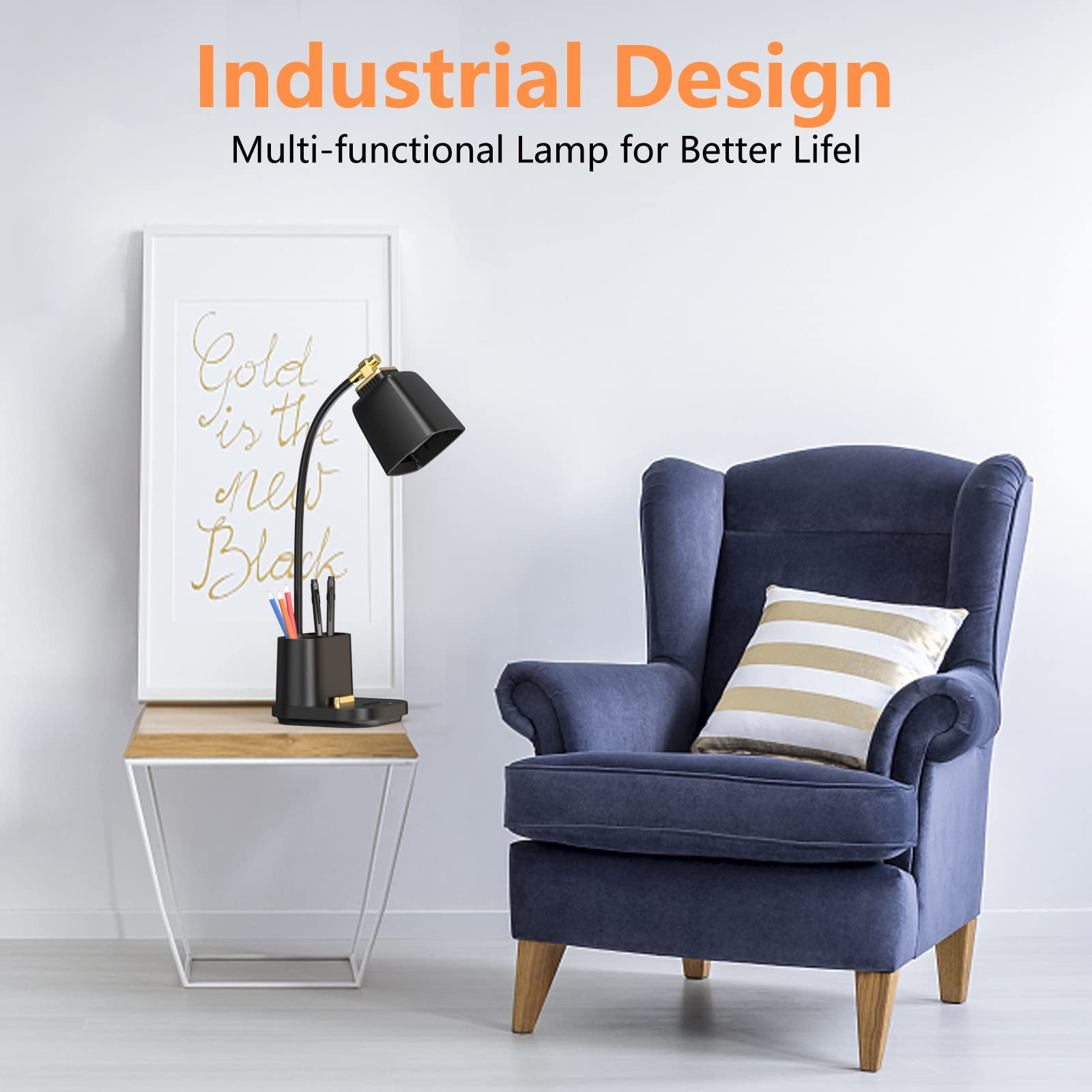 GONDSILY desk lamp with pen holder keeps your desk organized
