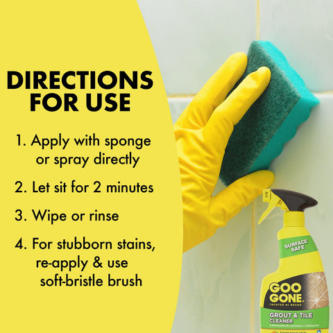 Goo Gone grout cleaner cleans dirt buildup between grout seals